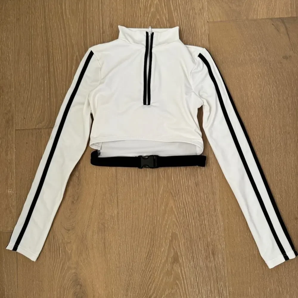 Weissman Contrast Inset Jogger and Mixify Long Sleeve crop top Medium Child